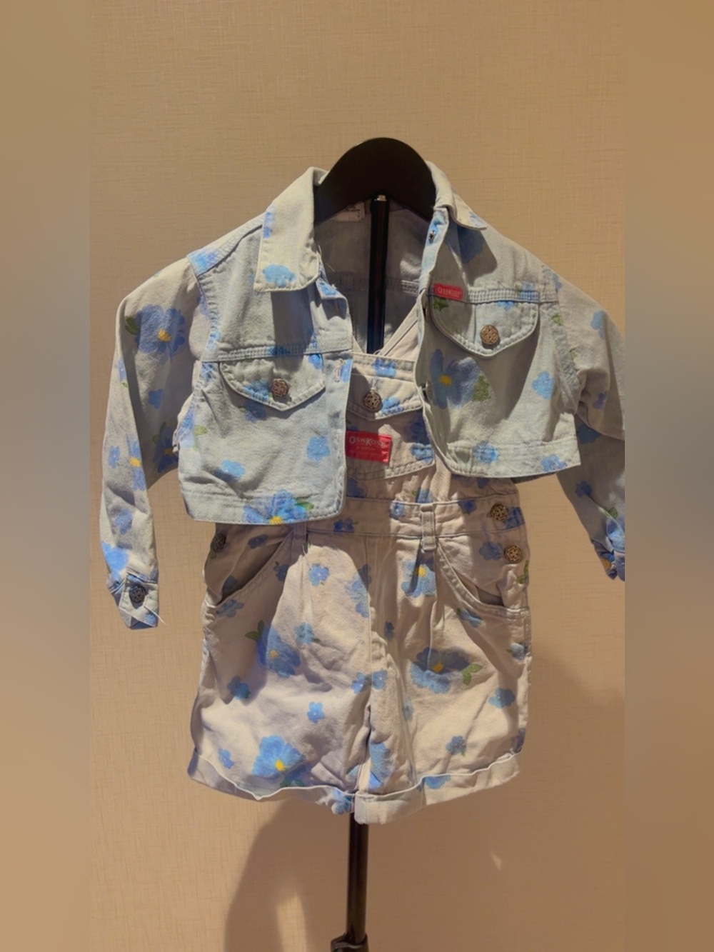 Vintage rare Oshkosh B’Gosh floral overalls set